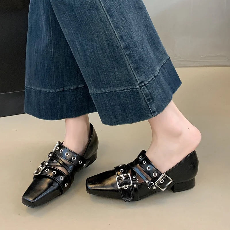 Female Buckle Strap Footwear Ballet Flats Fashion Women Dance Shoes Spring Round Toe Ladies Flats with Lolita Shoes