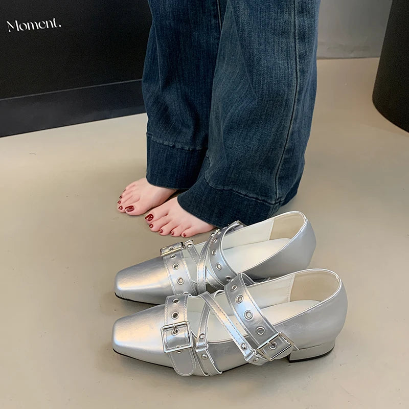 Female Buckle Strap Footwear Ballet Flats Fashion Women Dance Shoes Spring Round Toe Ladies Flats with Lolita Shoes