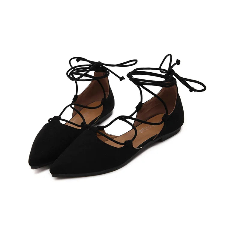 New Womens Shoes Fashion Pointed Tip Roman Sandals Exquisite Lace Hollow Out Casual Shoes for Woman Designer Shoes