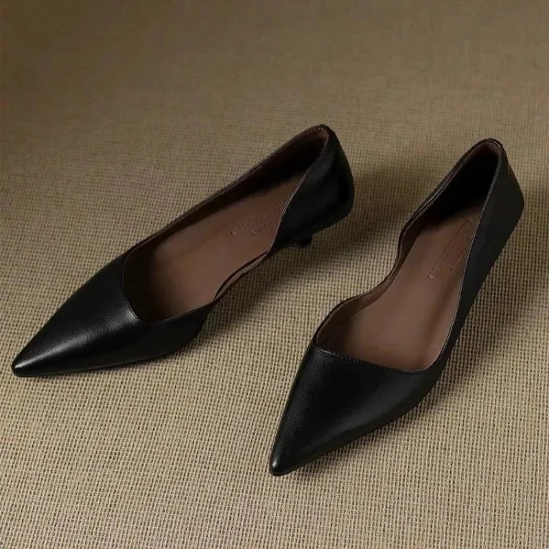 Women's Pointed Toe Stiletto Heels Fashion Versatile Sexy Light Mouth Side Air Heel Single Shoes