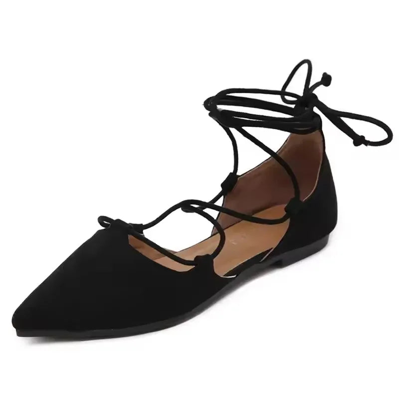 New Womens Shoes Fashion Pointed Tip Roman Sandals Exquisite Lace Hollow Out Casual Shoes for Woman Designer Shoes