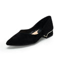 Women's Pointed Toe Simple Chunky Heel Suede Leather Shoes Plus Size Ladies Slip on Low Heel Dress Work Shoes