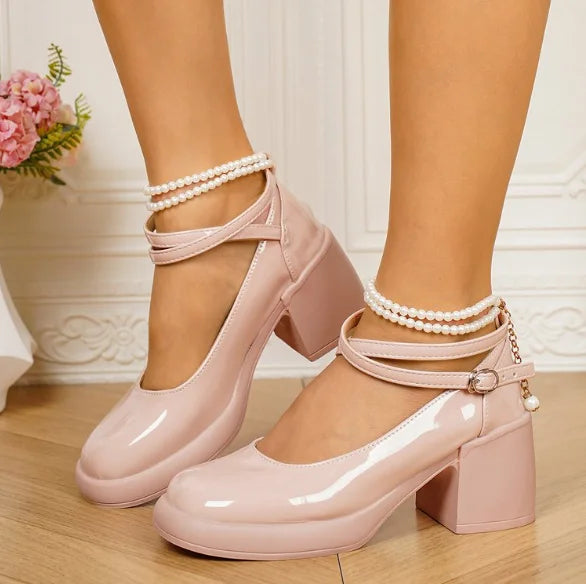 New Women Pumps Shoes Fashion Cross Strap Ladies Shallow Dress Mary Jane Shoes Female Elegant High Heel Footwear Platform Heels