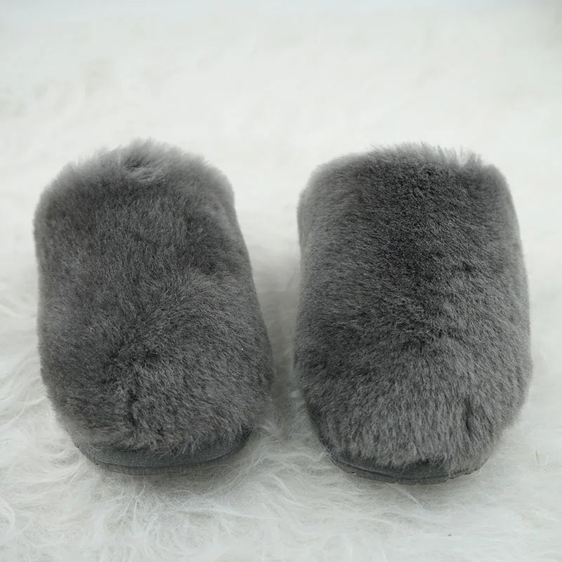 100% Real Wool Natural Fur Home Slippers Indoor Winter Slippers Fur Slippers Lady Home Shoes Women Casual Keep Warm House Shoes