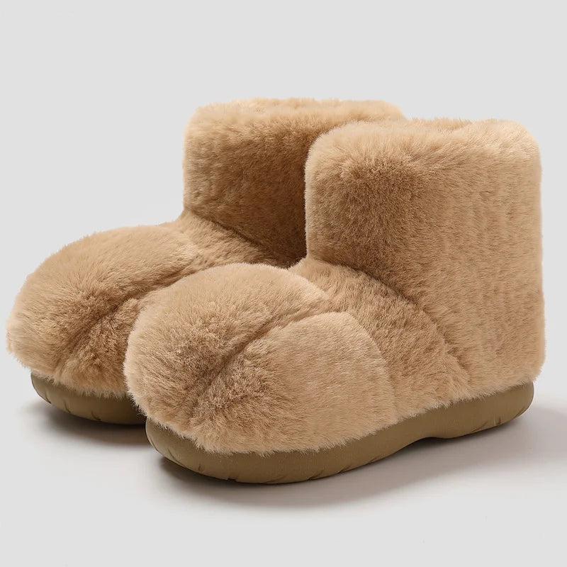Lovely Cat Claws Indoor Boots for Women Winter Warm High Top Cotton Slippers Ladies Fluffy Home Anti Slip Fur Flat Shoes Slide