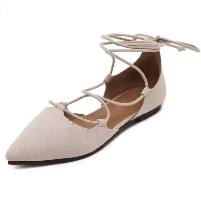New Womens Shoes Fashion Pointed Tip Roman Sandals Exquisite Lace Hollow Out Casual Shoes for Woman Designer Shoes