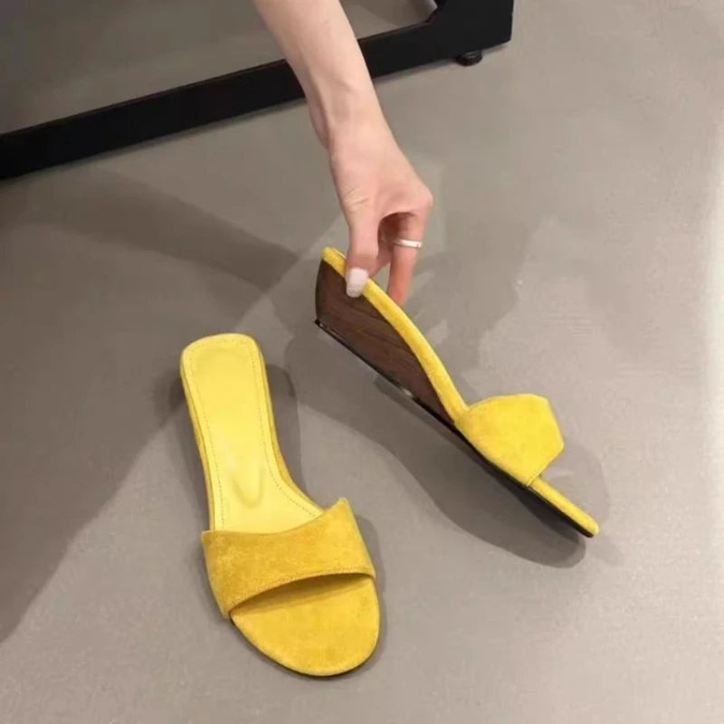 Vintage Summer Leopard Print Women Slippers Fashion Open Toe Wedges Heel Slide Ladies Casual Beach Dress Gladiator Sandalias