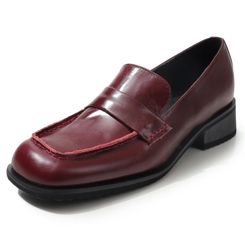 MORAZORA Genuine Leather Women Loafers Square Toe Square Low Heels Fashion Casual Daily Shoes Office Dress Ladies Shoes