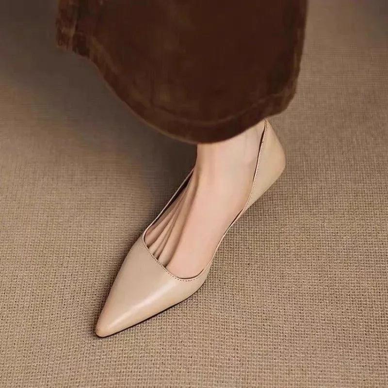 Women's Pointed Toe Stiletto Heels Fashion Versatile Sexy Light Mouth Side Air Heel Single Shoes