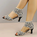 Summer New Peep Toe High Heel Sandals, Knitted Block Heel Women Shoes, Elegant Versatile Slimming Office Casual Dress Pumps