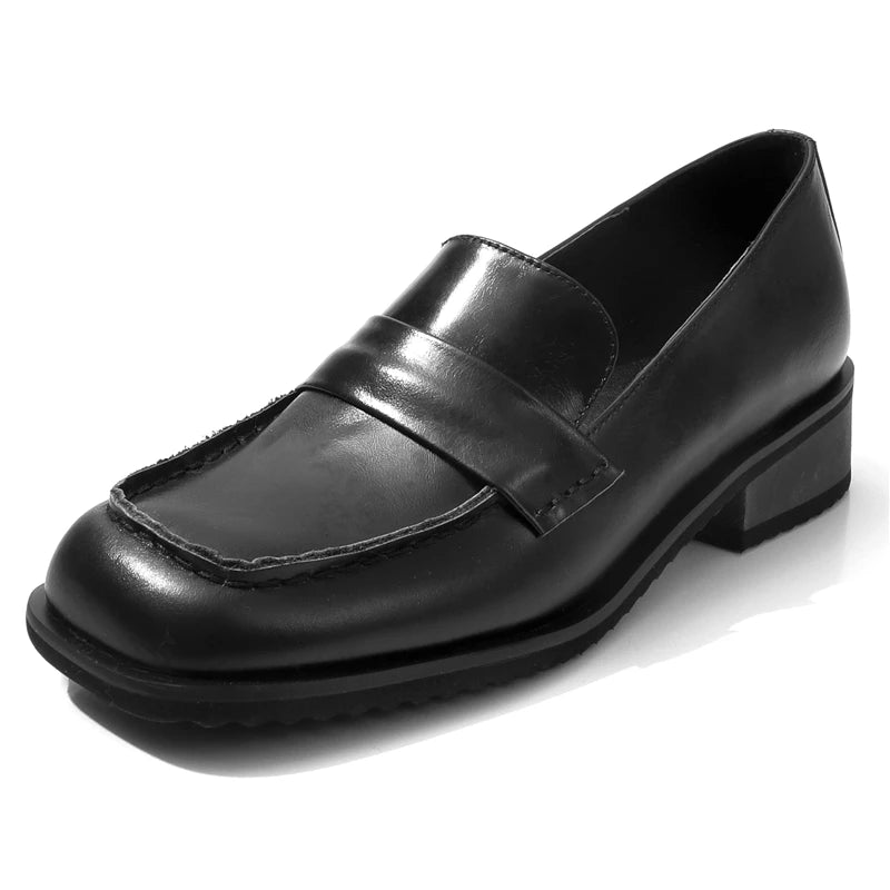 MORAZORA Genuine Leather Women Loafers Square Toe Square Low Heels Fashion Casual Daily Shoes Office Dress Ladies Shoes