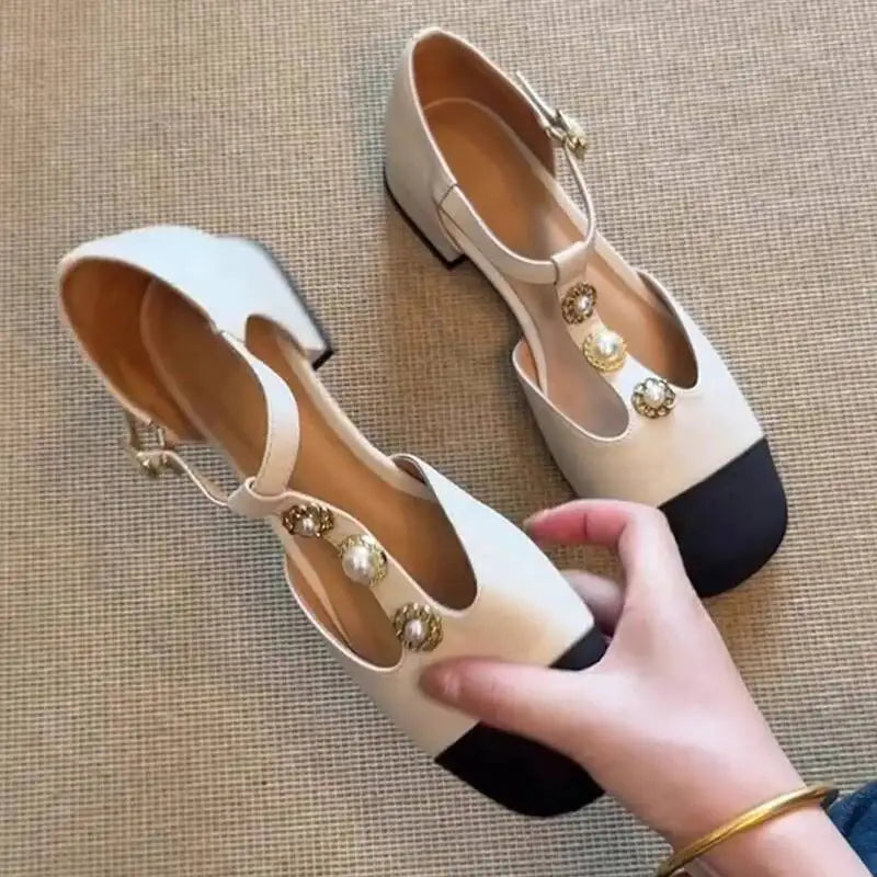 Women Square Toe Heeled Sandals Summer Shoes Fashion  New Designer Woman Trend Buckle Party Shoes Pumps Zapatillas De Mujer
