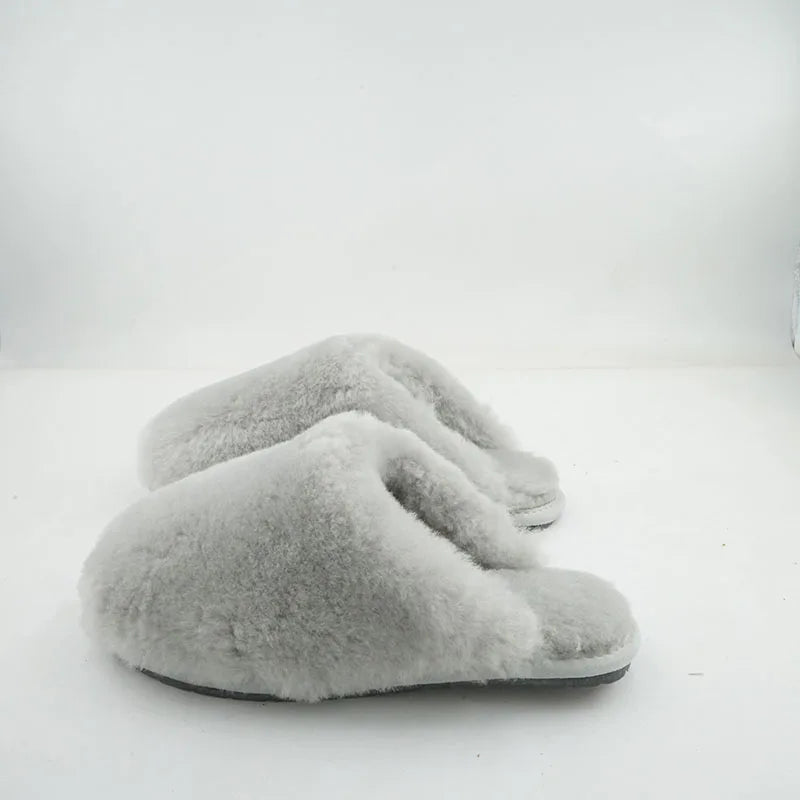 100% Real Wool Natural Fur Home Slippers Indoor Winter Slippers Fur Slippers Lady Home Shoes Women Casual Keep Warm House Shoes