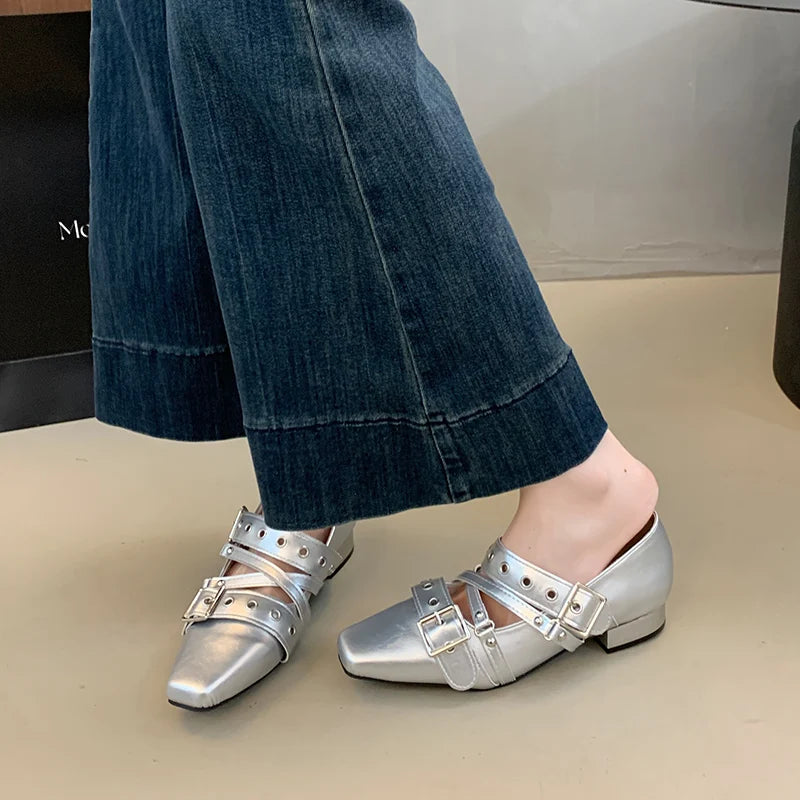 Female Buckle Strap Footwear Ballet Flats Fashion Women Dance Shoes Spring Round Toe Ladies Flats with Lolita Shoes